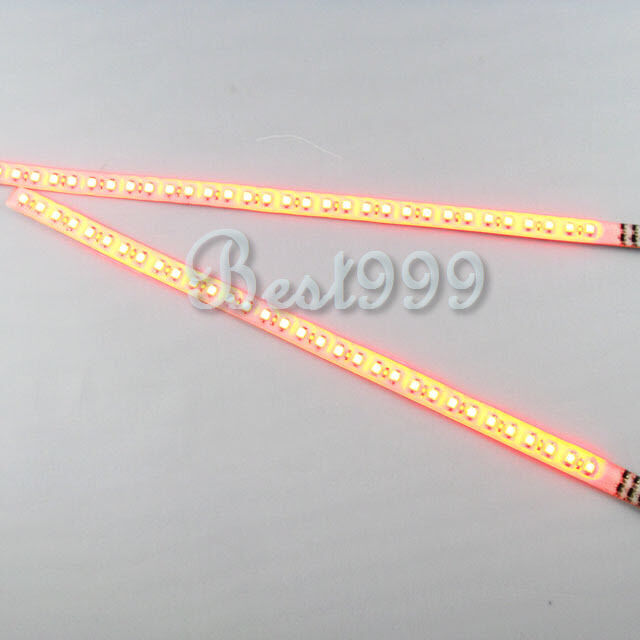 2x Amber/Yellow 30cm 32 Leds 3528/1210 SMD LED Strip Light Flash Waterproof 12V