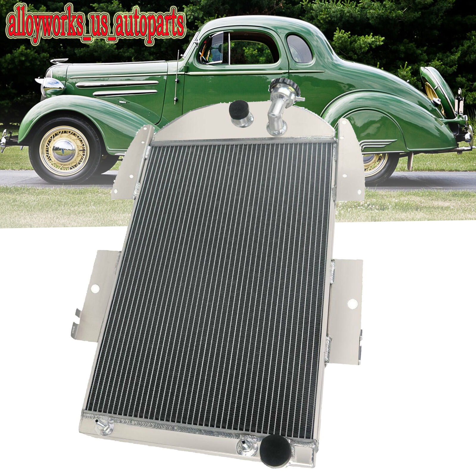 ALL ALUMINUM 4 ROWS RADIATOR FOR 1935 1936 CHEVY MASTER DELUXE TRUCK PICKUP 3.4L