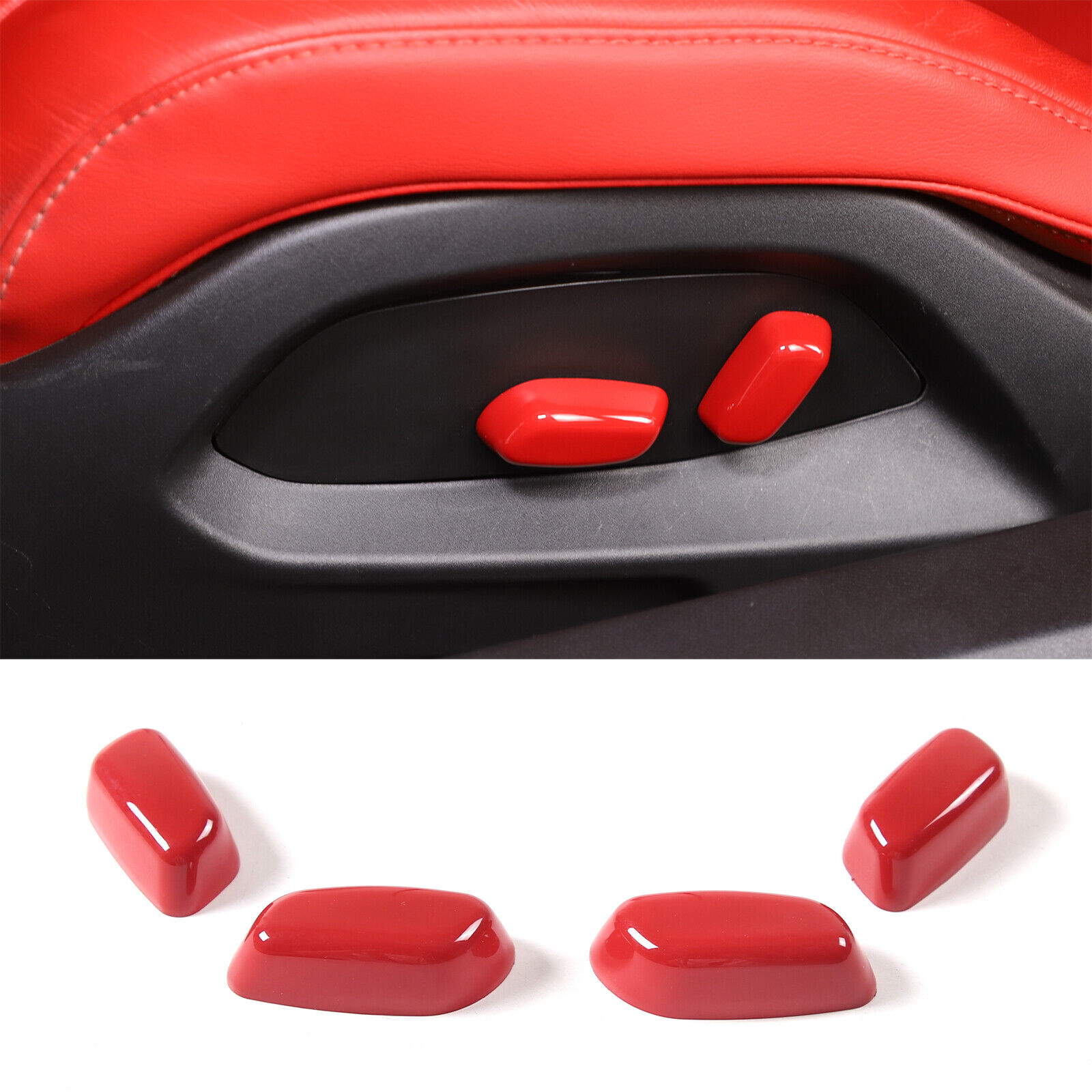 Red Interior Seat Adjust Handle Button Cover Trim For Corvette C8 1LT 2020-2023