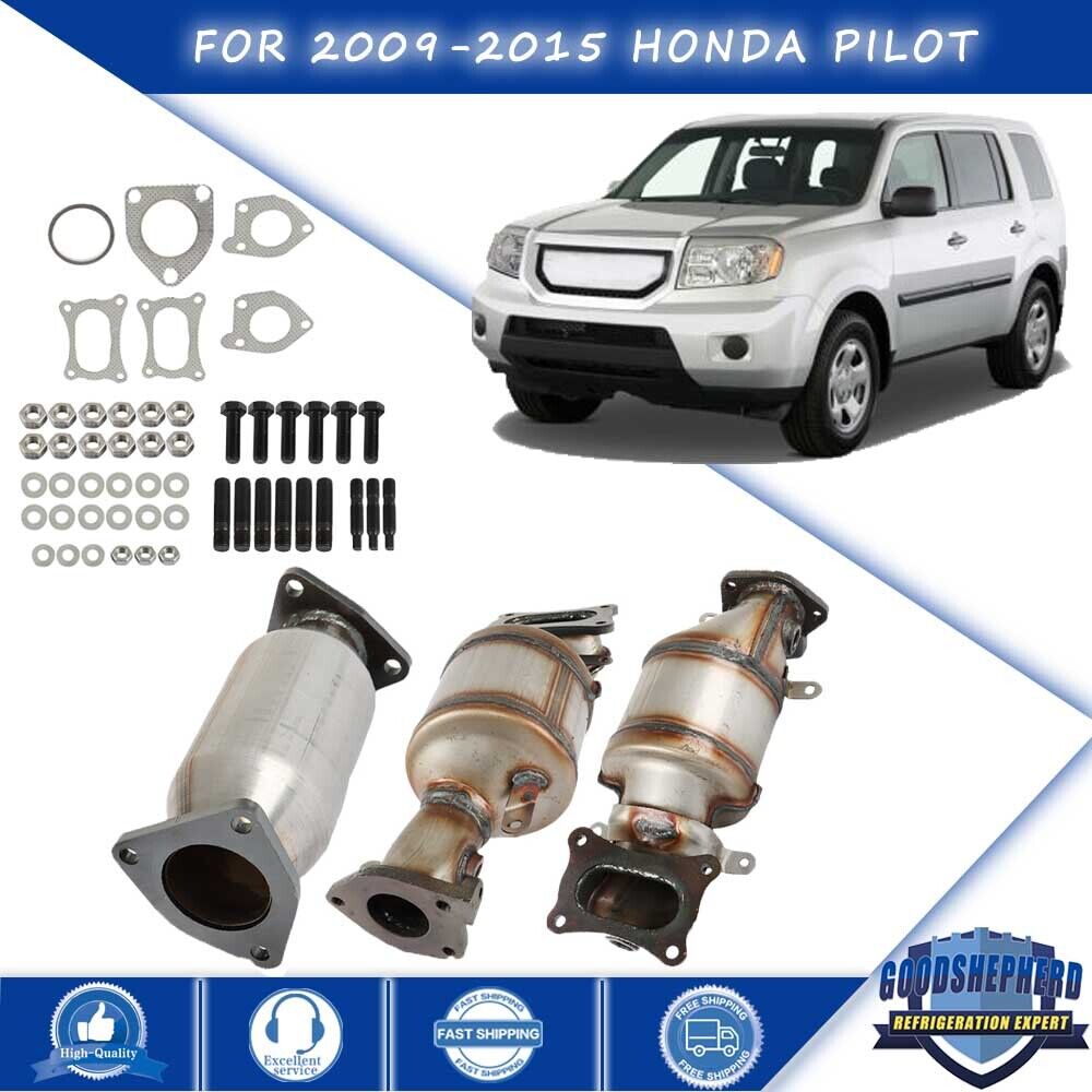 3Pcs Catalytic Converter Set For 2009-2015 Honda Pilot V6 3.5L 45131-45132-16447