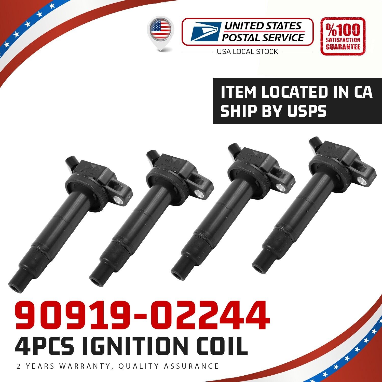 4 Pcs  Ignition Coil 90919-02244 673-1307 For Toyota Camry Vibe RAV4 Corolla