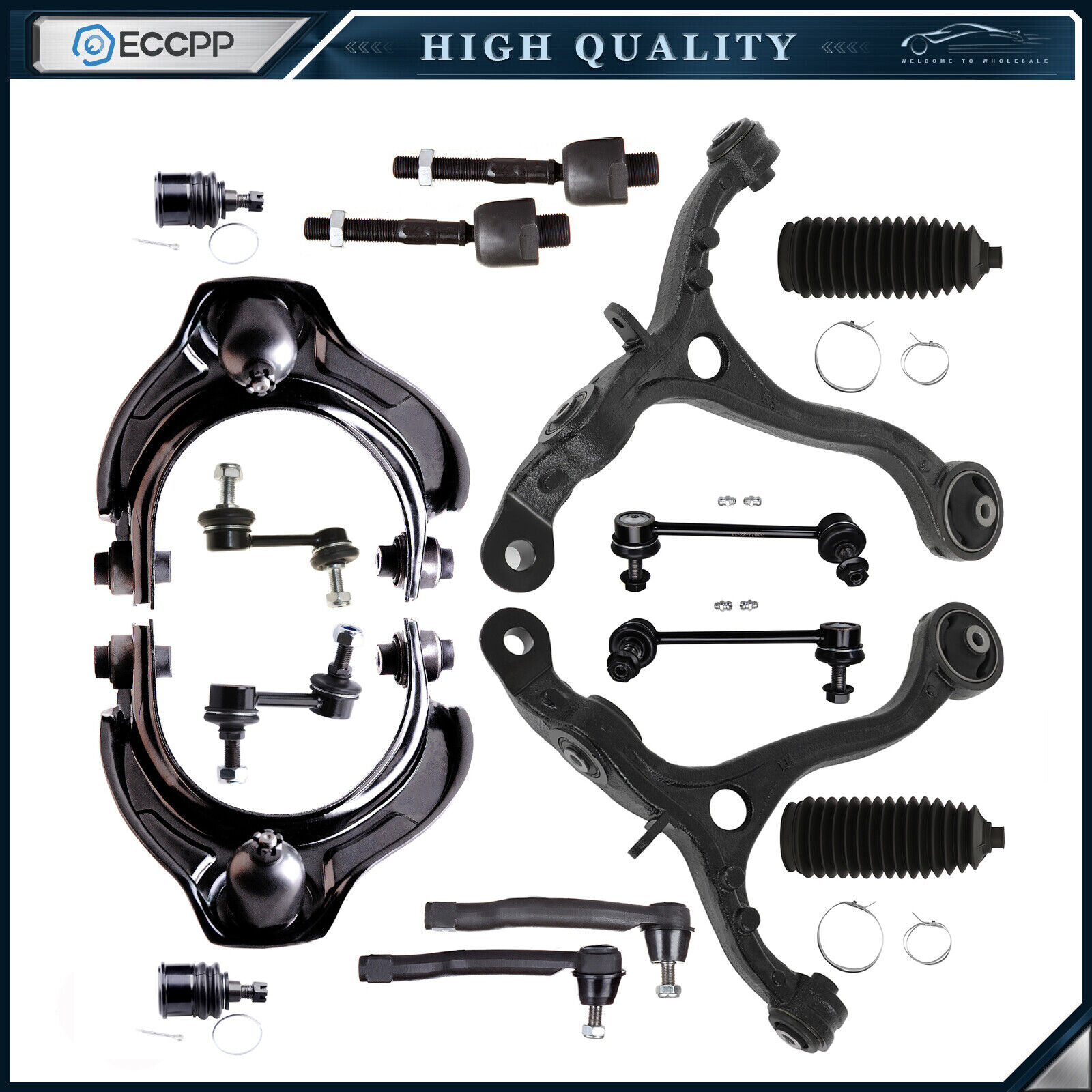 16pcs Front Upper & Lower Control Arms Suspension Kit For 2008-2012 HONDA ACCORD