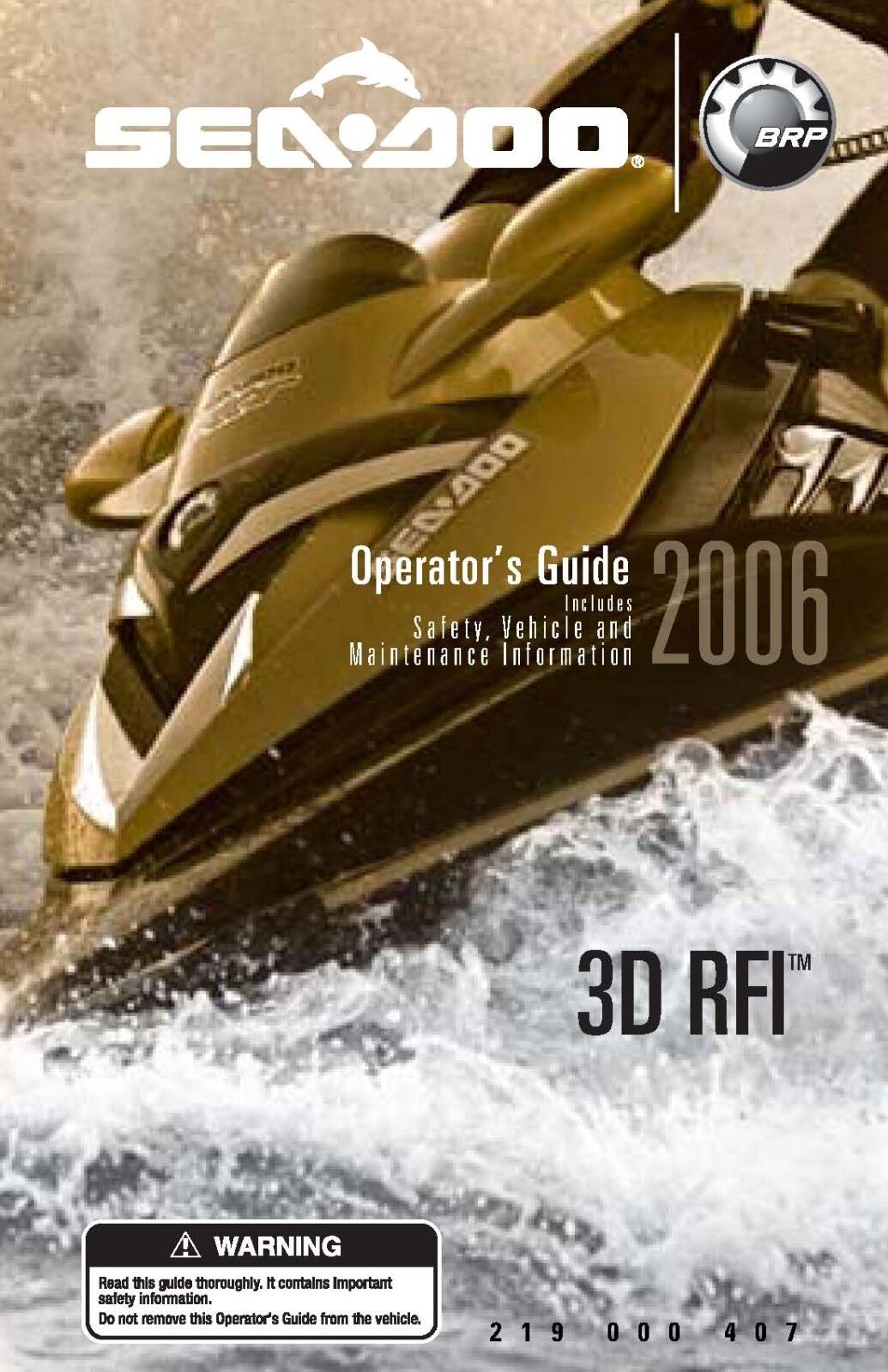 Sea-Doo Owners Manual Book 2006 3D RFI