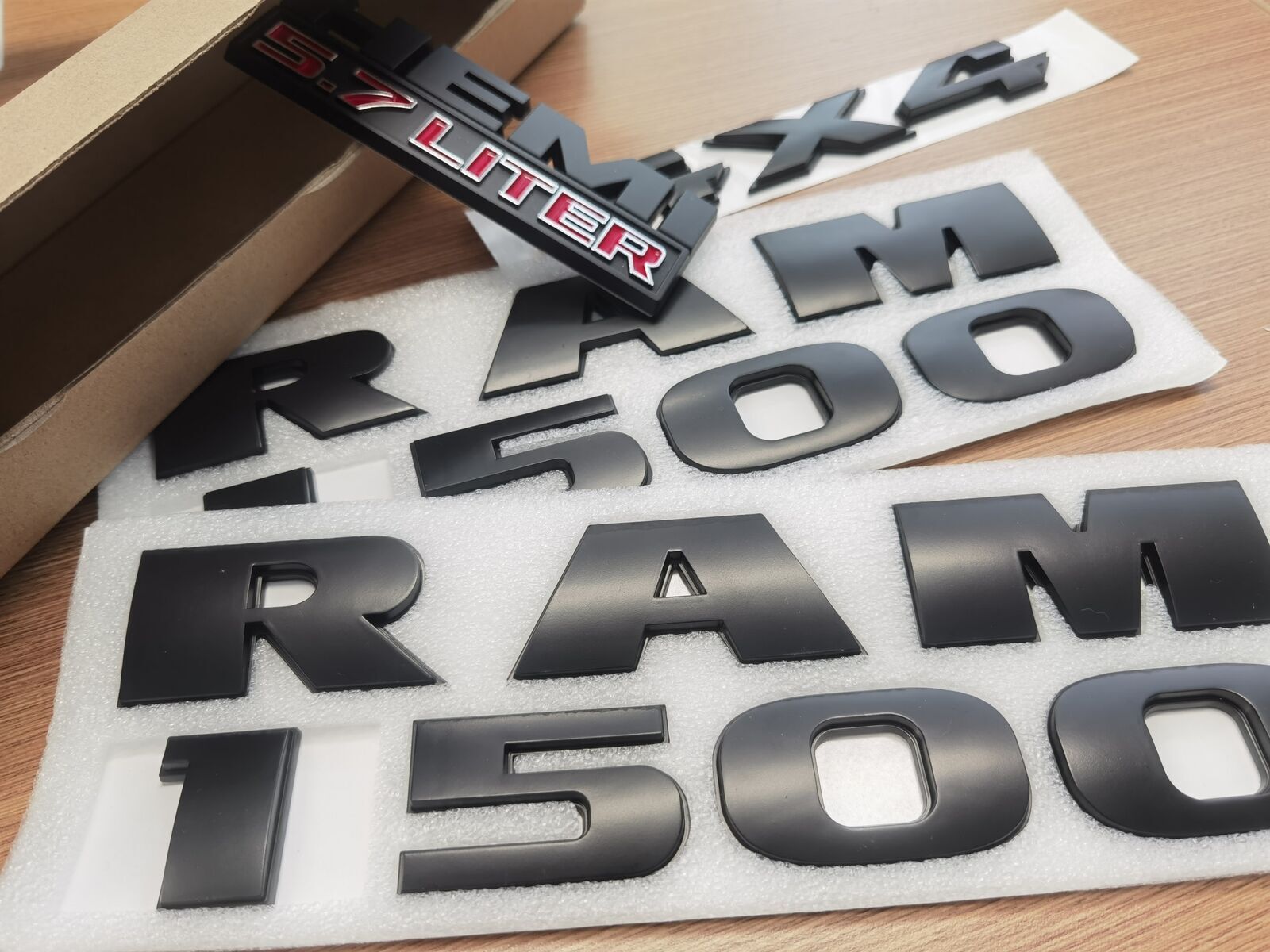 5PCS Set 3D Raised Emblem Letter Badge Fits for RAM 1500 HEMI 5.7LITER 4x4 Model
