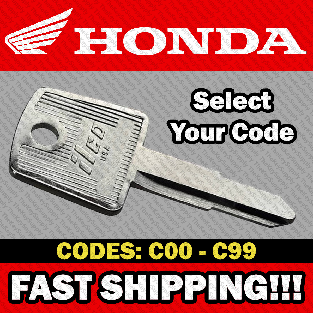Honda Motorcycle Replacement Key Cut to Code C00 - C99