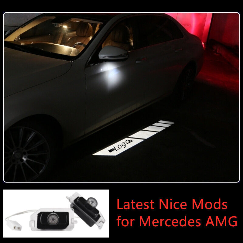 2x Mercedes AMG Side Mirror Logo Puddle Light for Mersdes A/B/C/E/S/GLC Class
