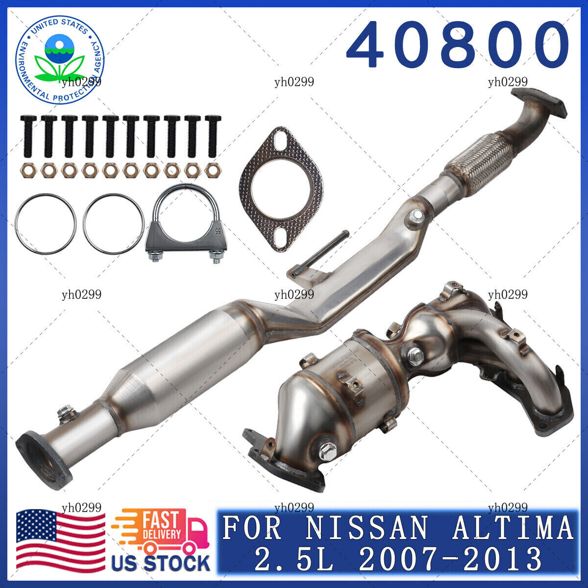 For 2007-2013 Nissan Altima 2.5L BOTH Catalytic Converter Front & Rear w/ Gasket