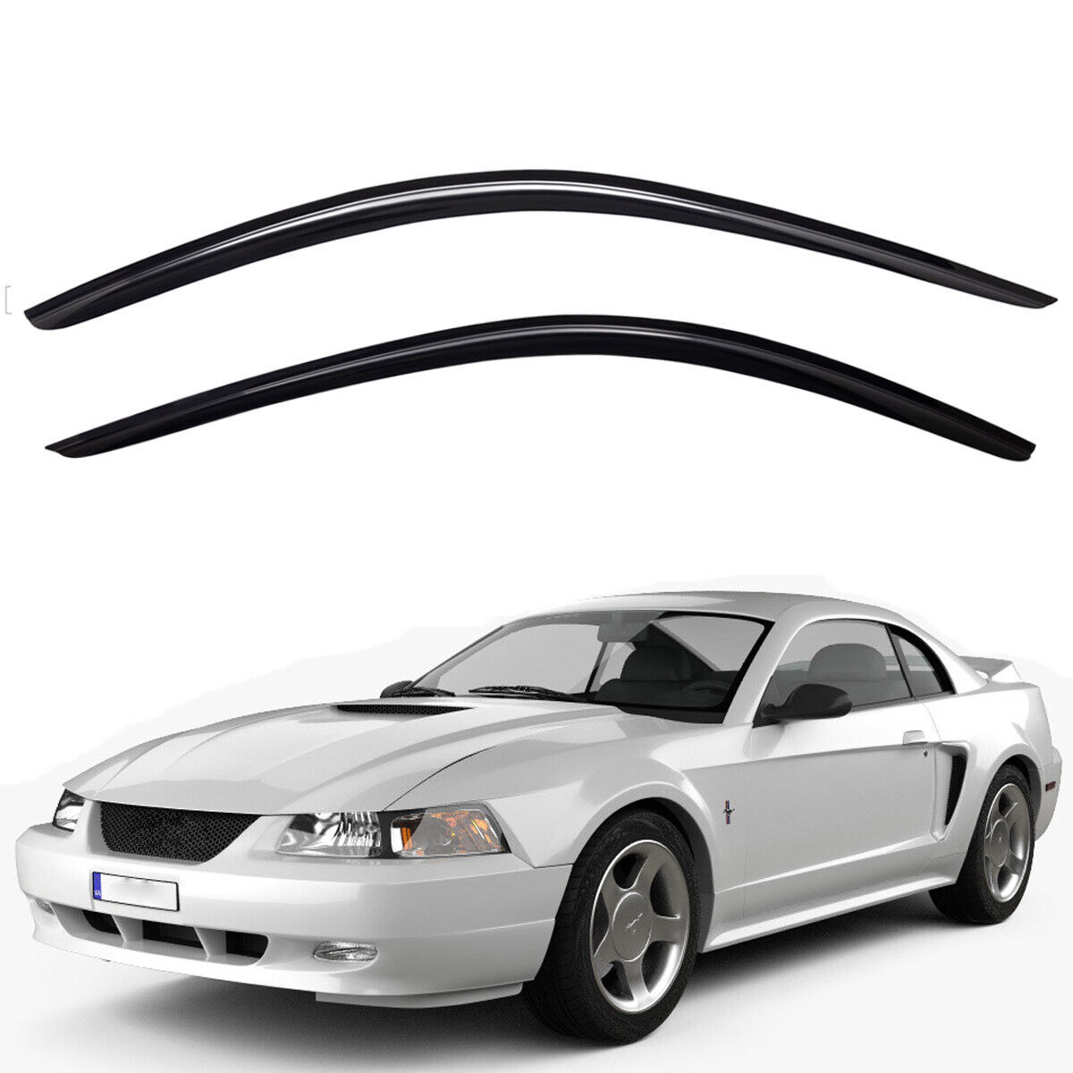 Fits 1994-2004 Ford Mustang Coupe Tape-on Window Visors Rain Guards Deflectors 