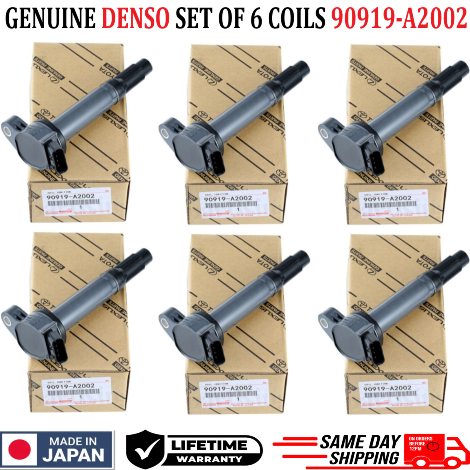 GENUINE DENSO Ignition Coils For 2005-2024 Toyota & Lexus I4 V6 V8, 90919-A2002