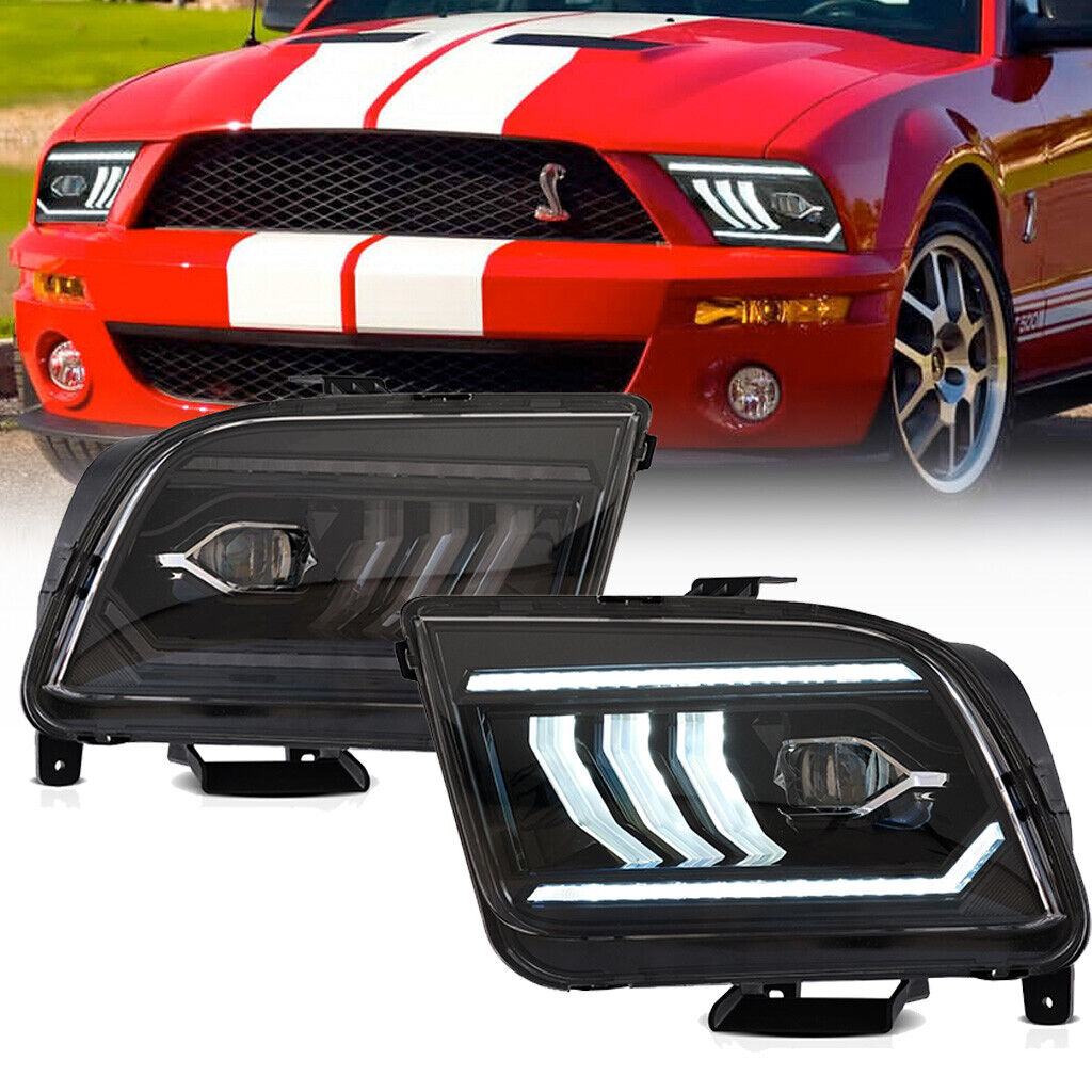Full LED Projector Headlights w/ Start-up Animation For 2005-2009 Ford Mustang