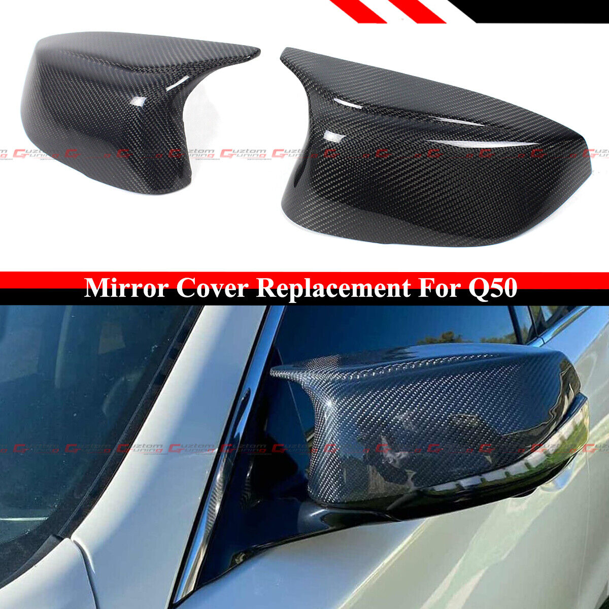 FOR 2014-2024 INFINITI Q50 Q60 M STYLE CARBON FIBER REPLACEMENT MIRROR CAP COVER