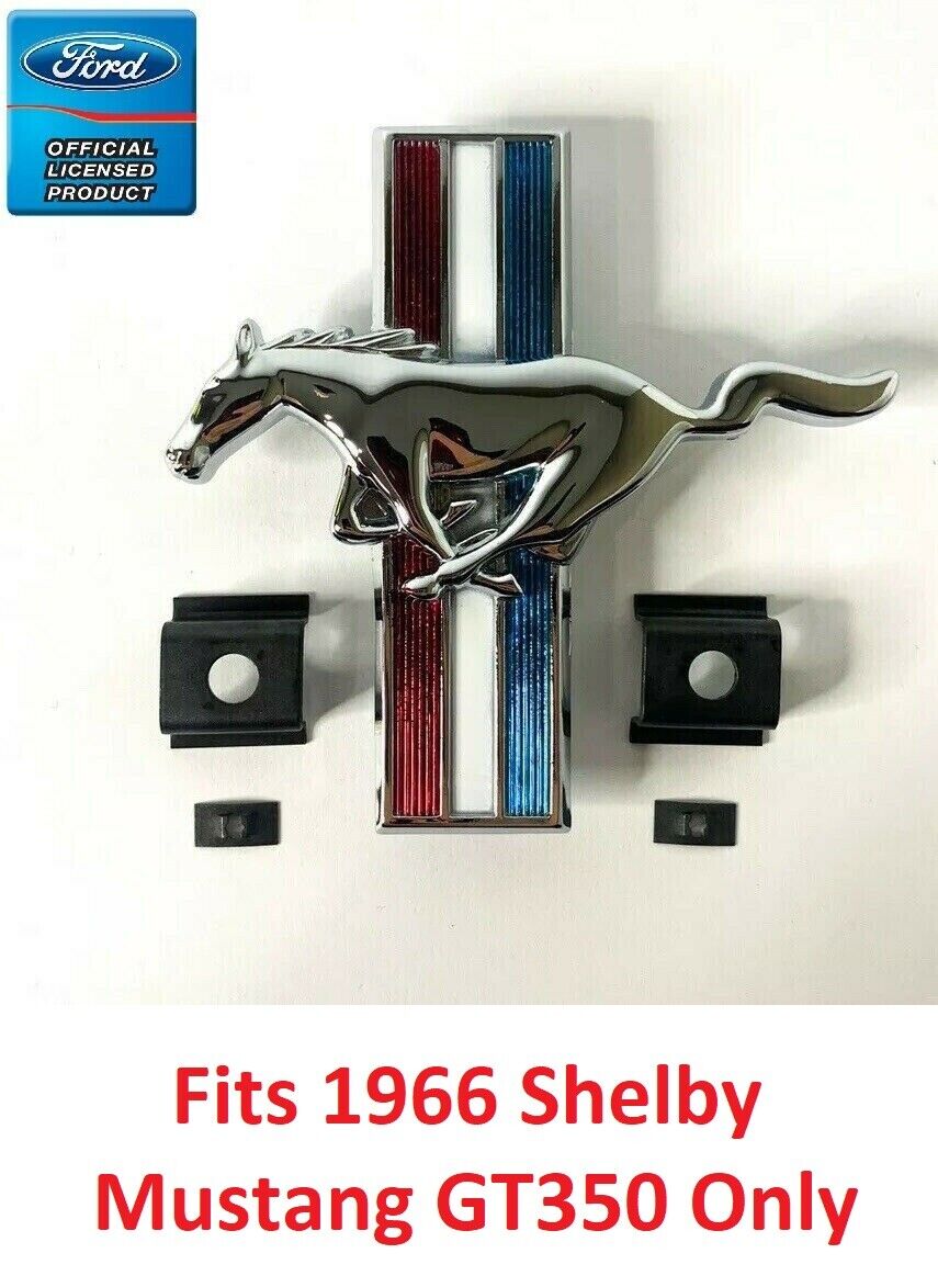 Front Grille Tri-Bar Pony Emblem w/ Clips For 1966 Ford Shelby Mustang GT350