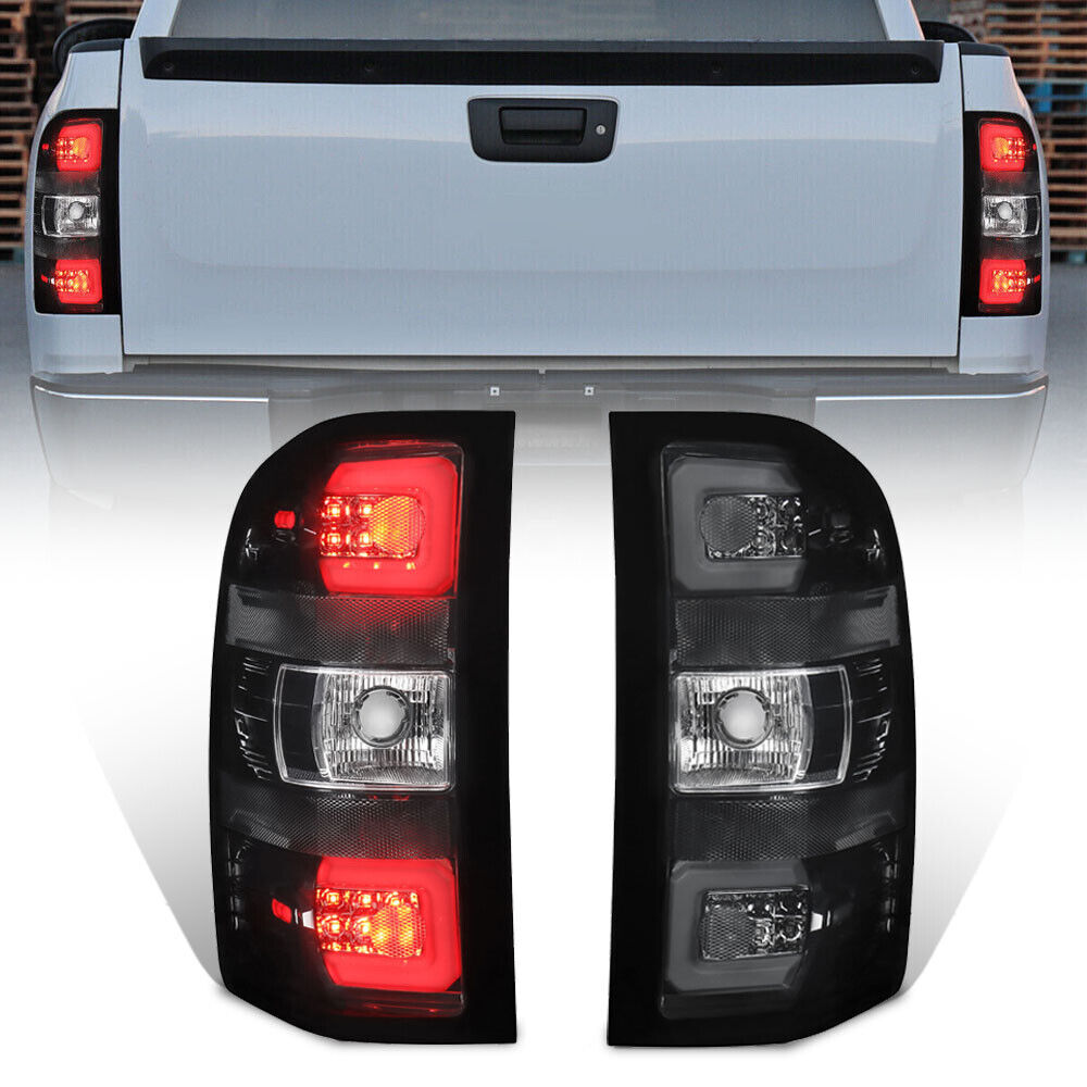 Pair Smoke Tail Light Rear Lamp For 2007-2013 Chevy Silverado 1500 2500HD 3500HD