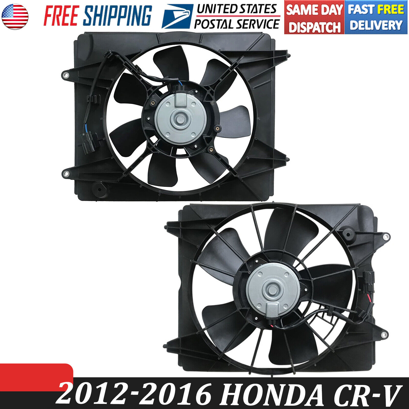 Left & Right Radiator Cooling Fan Assembly For 2012-2016 Honda CR-V 2.0L 2.4L