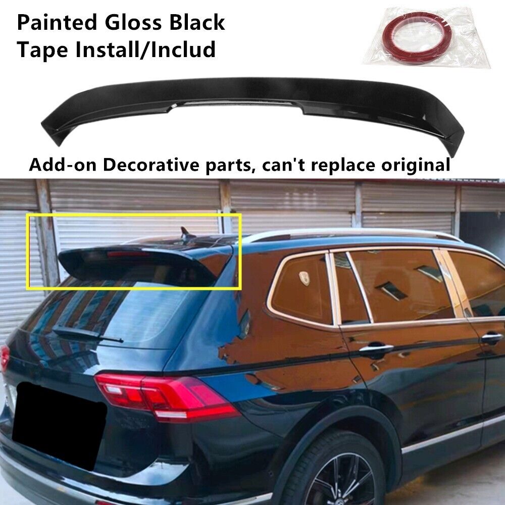 Tailgate Rear Roof Spoiler Wing Gloss Black For 2018-2023 VW Tiguan R-Line Style