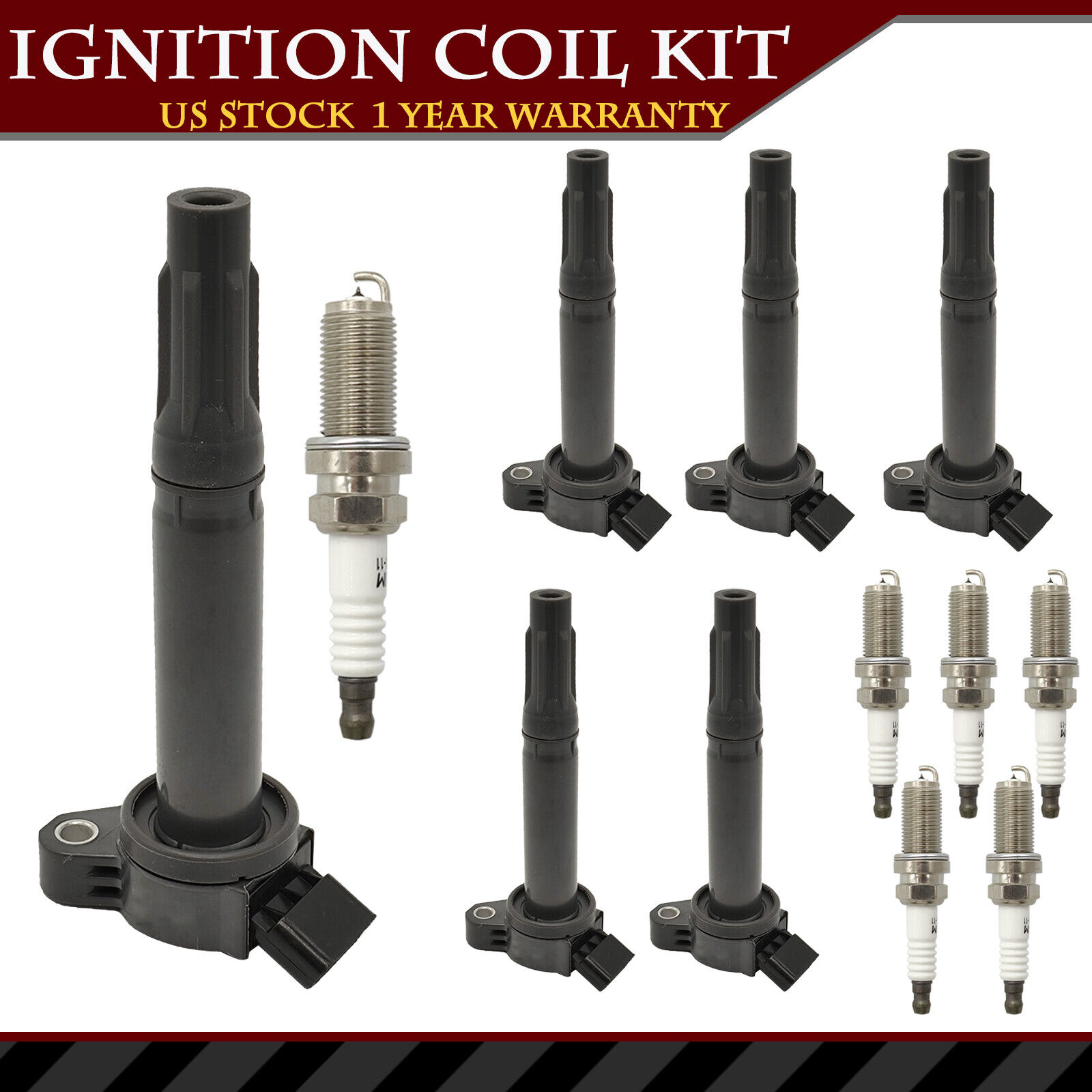 6PCS Ignition Coil & 6PCS Spark Plug for 2009-2018 Toyota RAV4 2.5L
