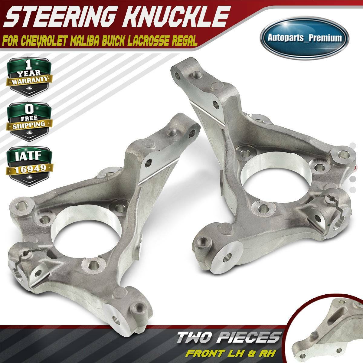 2x Steering Knuckle Front Left & Right for Buick LaCrosse Regal Chevrolet Malibu