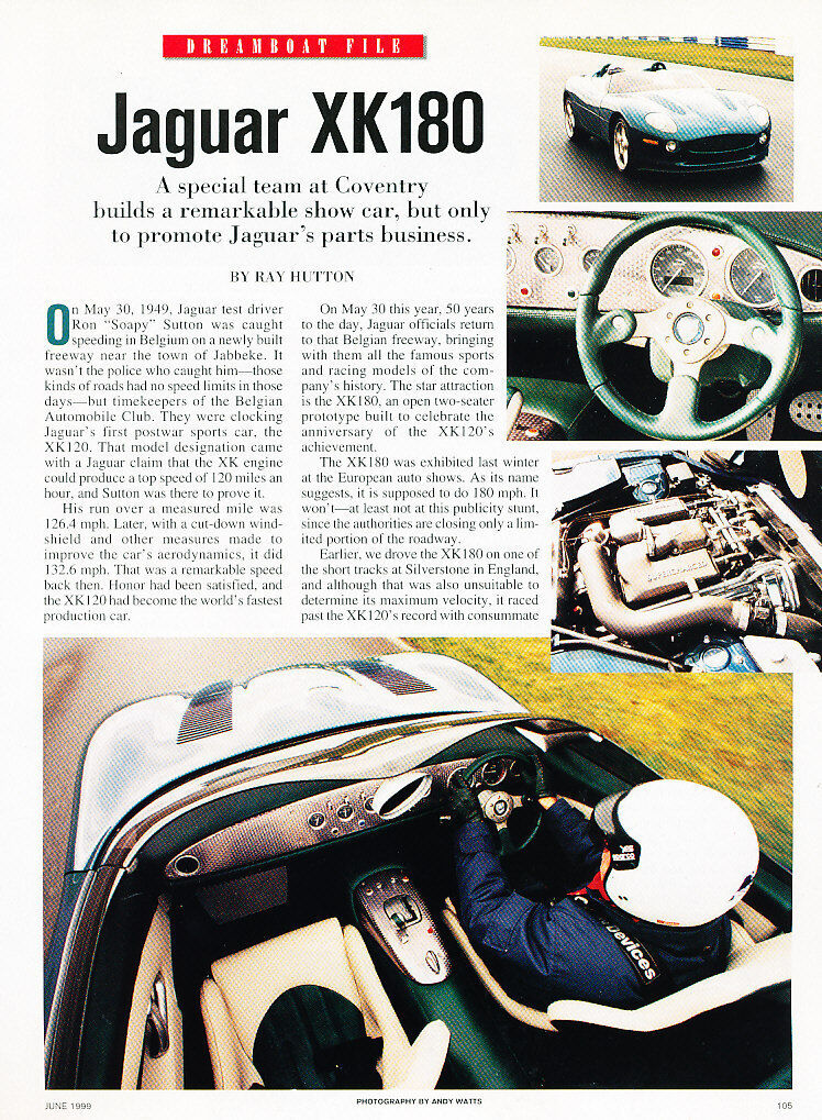 1999 Jaguar XK180 Concept - Car Original Print Article J206