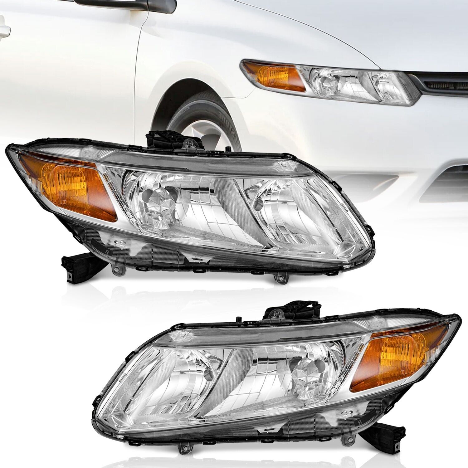 WEELMOTO Headlights For 2012-2015 Honda Civic 4-Door 4Dr Sedan 12-13 2Dr Lamps