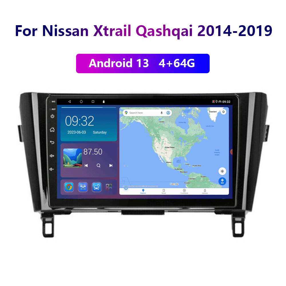 Carplay Car Radio 4-64GB Android 13 For Nissan Xtrail Qashqai 2014-2019 WIFI GPS