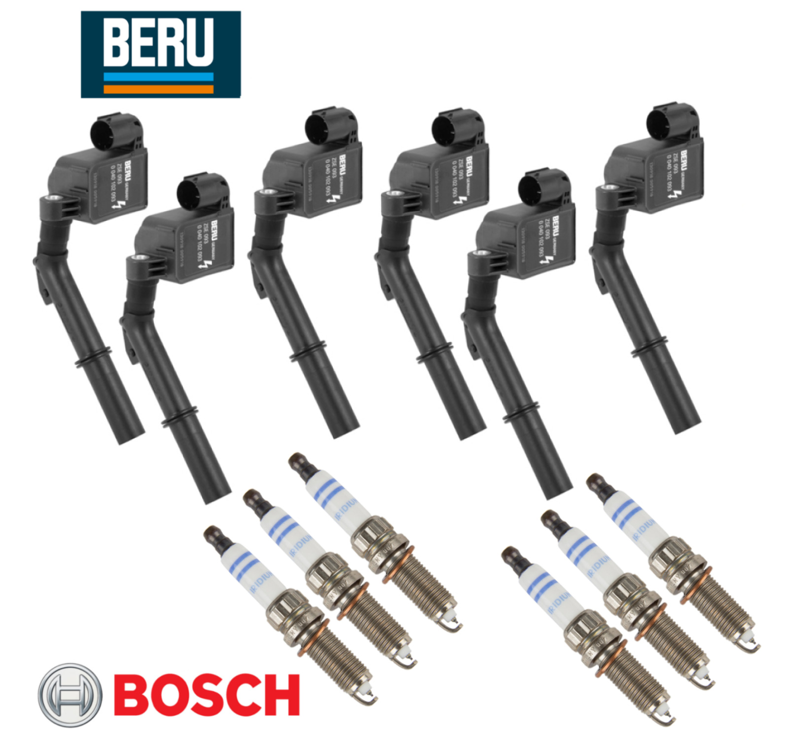 OEM Ignition Coil Beru & Spark Plug Double Iridium Bosch (6sets) for Mercedes V6
