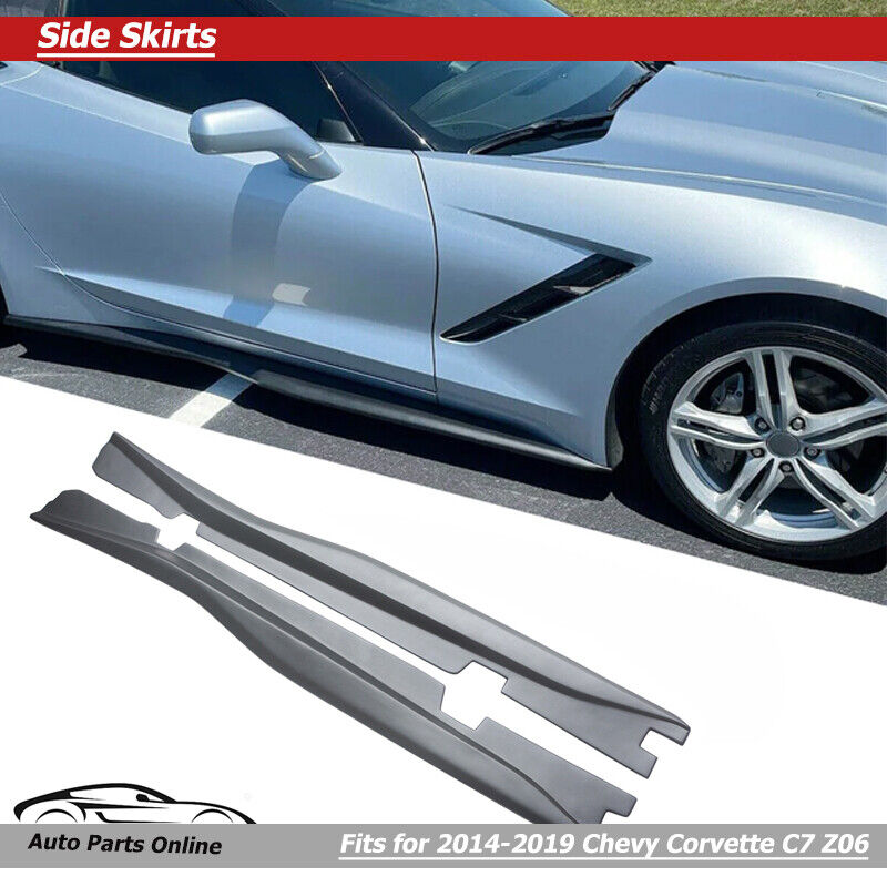 Side Skirts for 2014-2019 Chevy Corvette C7 Z06 Style Extensions Matte Black