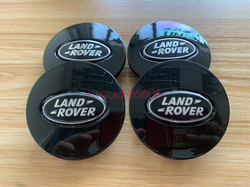 4 LAND ROVER Range Rover Supercharged Center Caps BLACK GLOSS Wheel Hub Caps