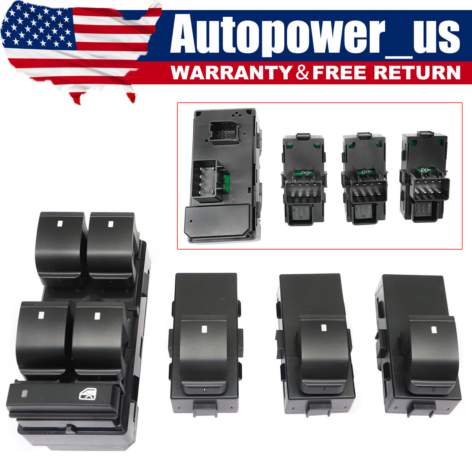 Master Power Window Switch for Chevy Silverado GMC Driver*1 & Passenger Side*3