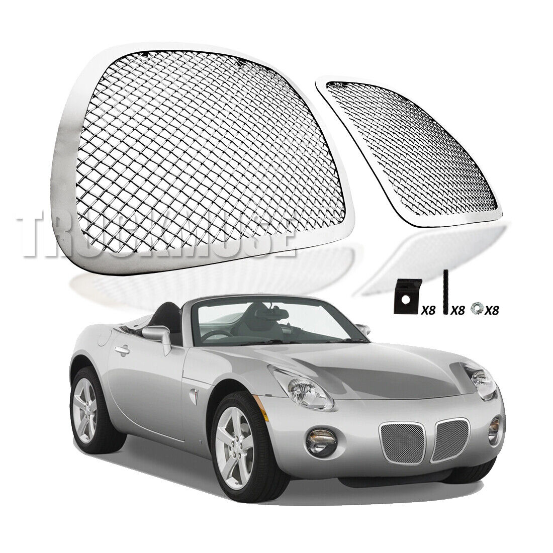 For 2006- 2008 Pontiac Solstice Front Grille Chrome Mesh Grill Combo