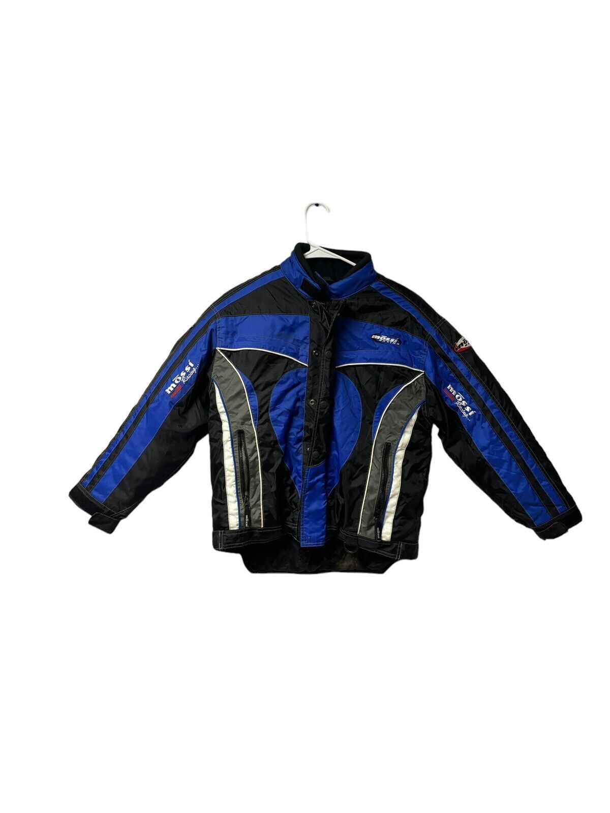 Mossi Racing Motorsports Women’s 12 Thick Blue Black Jacket STAINS