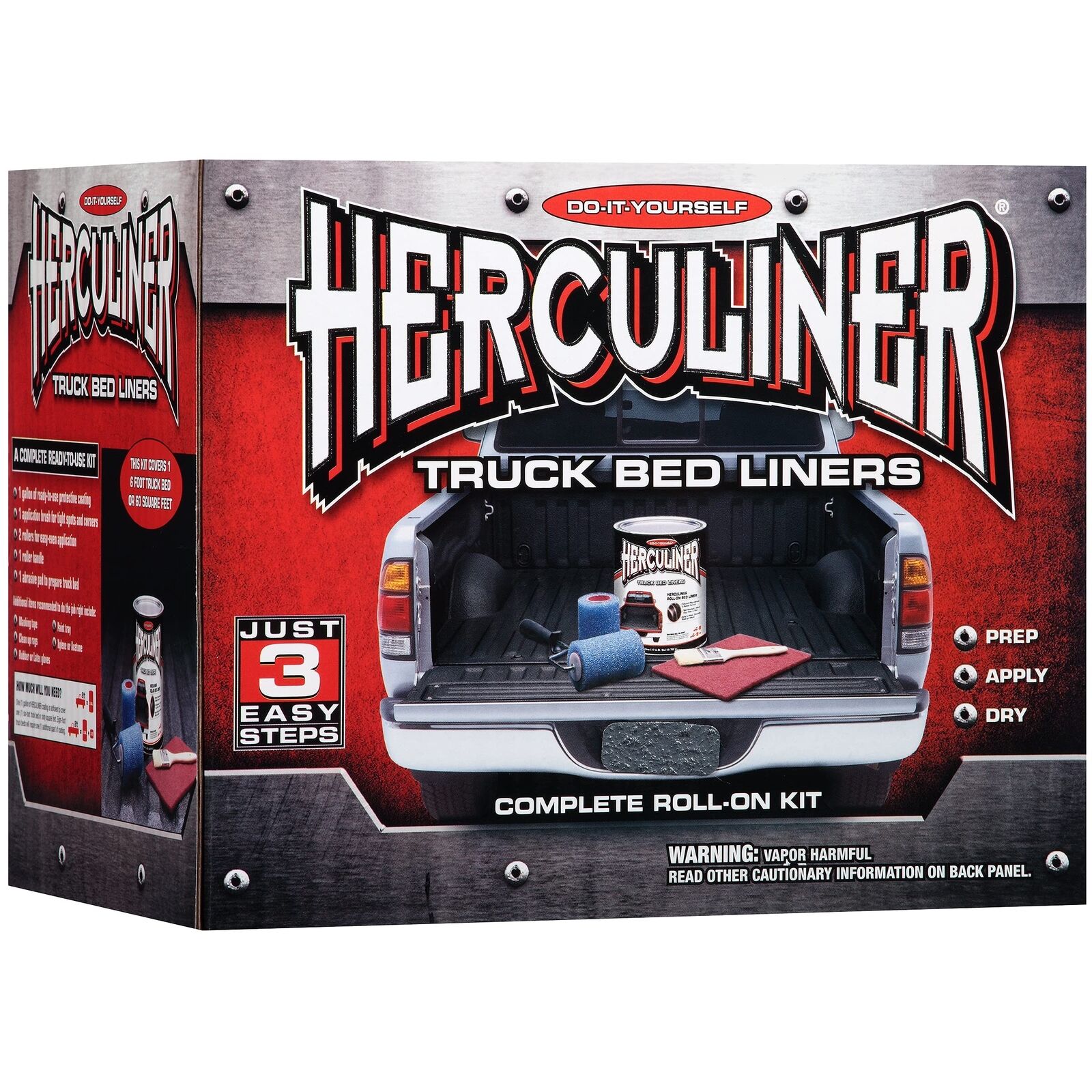 HERCULINER Black 6 Foot Truck Bed Roll on Bedliner Kit 1 Gallon Kit Gray - Kit