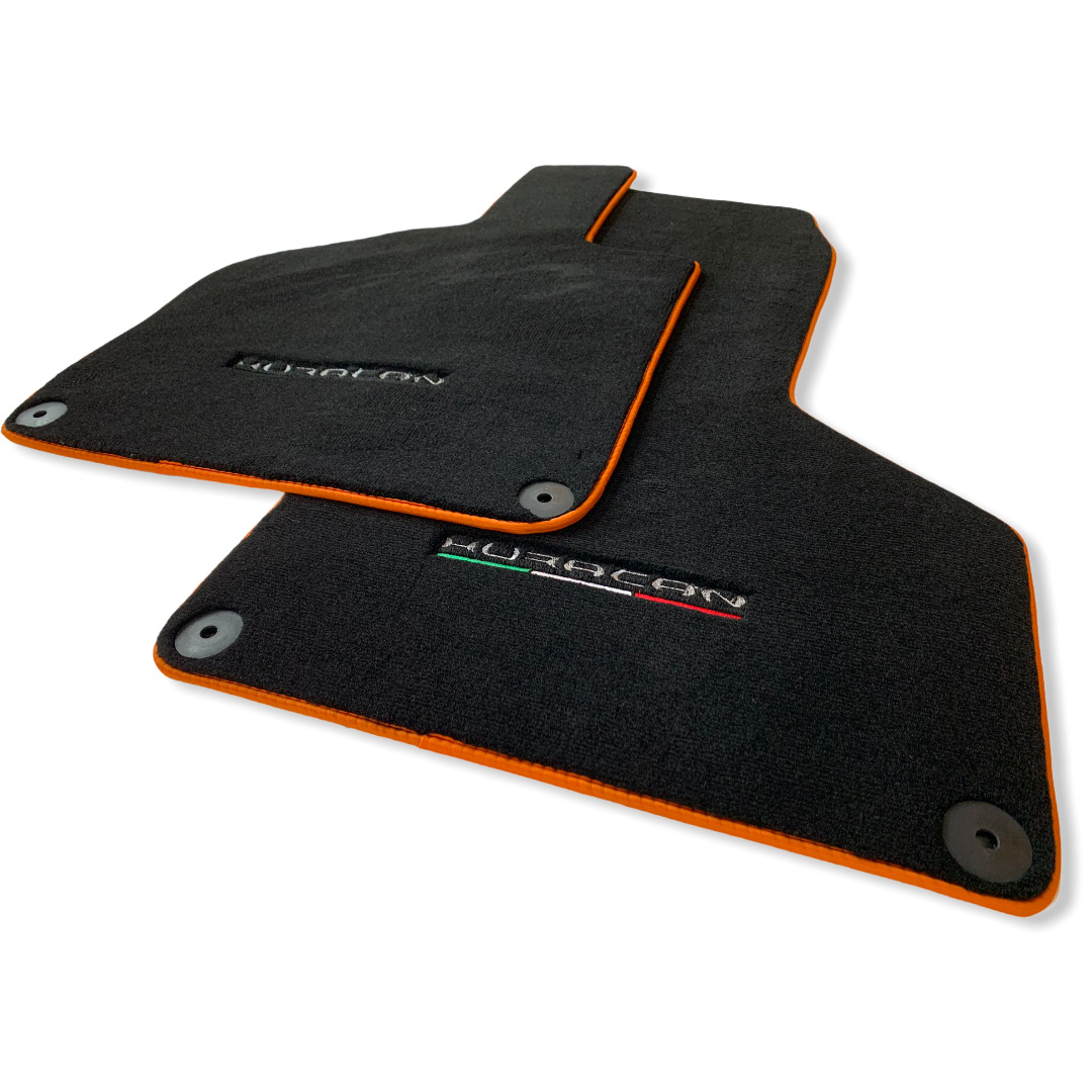 Floor Mats For Lamborghini Huracan Coupe Orange Rounds Black Tailored Carpet
