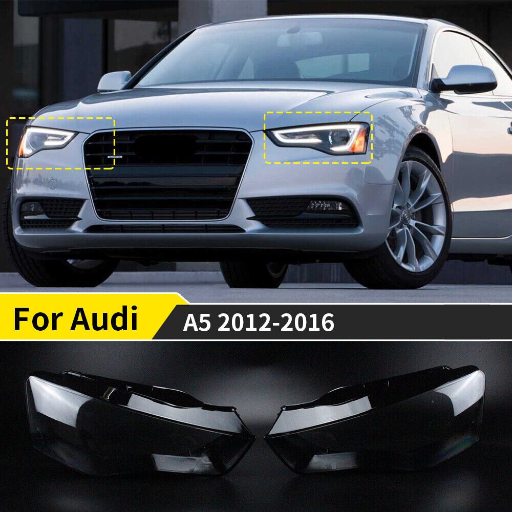 1 Pair Left Right Headlight Lens Cover Lampshade For Audi A5 S5 RS5 2013-2017