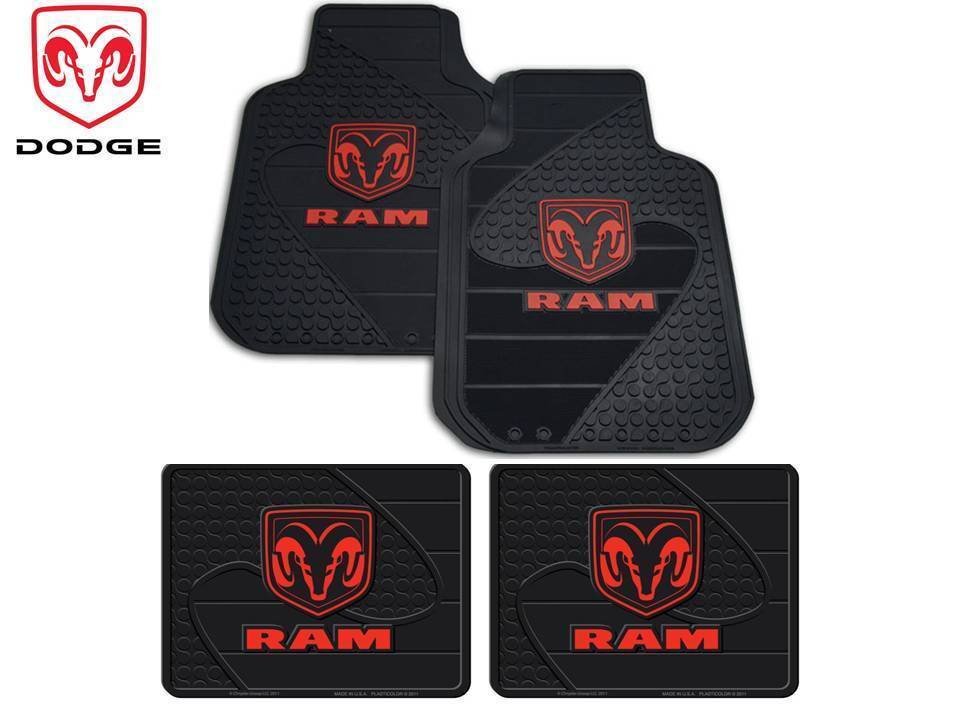 4 Pc Dodge Ram Front/Rear Rubber Floor Mats With Logo Fast Shipping
