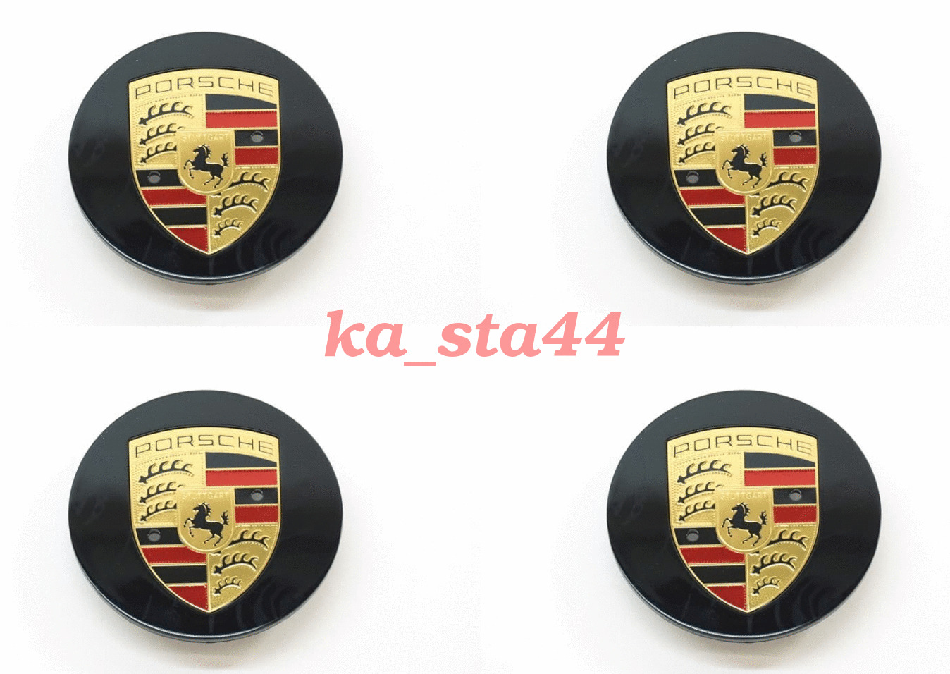 Genuine Porsche 997 987 Cayenne Center Cap Black Colored Crest Wheel Set 4