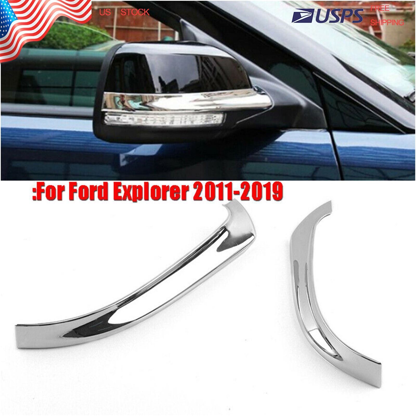 2pc Chrome Silver Exterior Side Mirror Rear View Cap ABS Trim For Ford Explorer