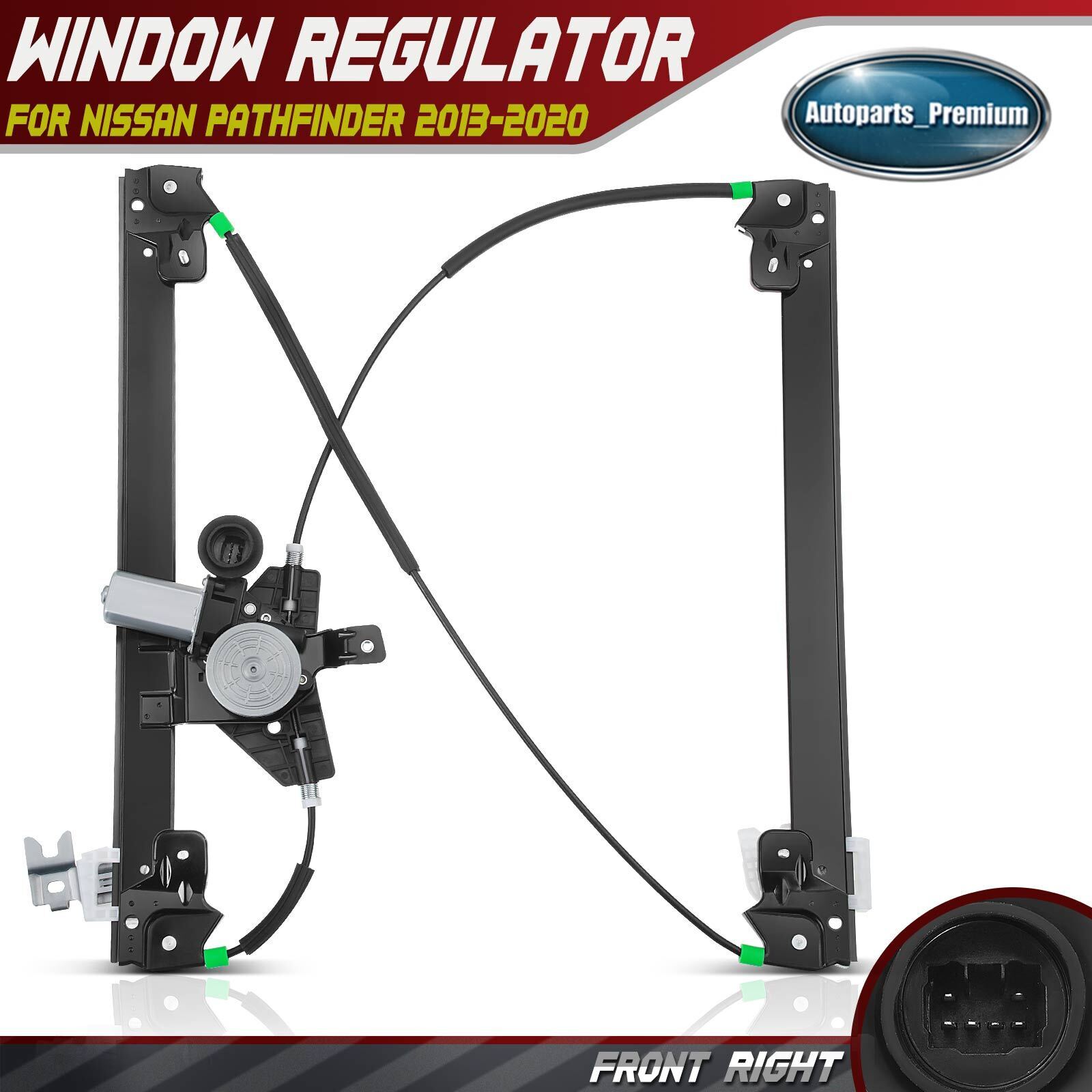 Power Window Regulator w/ Motor 6pin for Nissan Pathfinder 2013-2021 Front Right