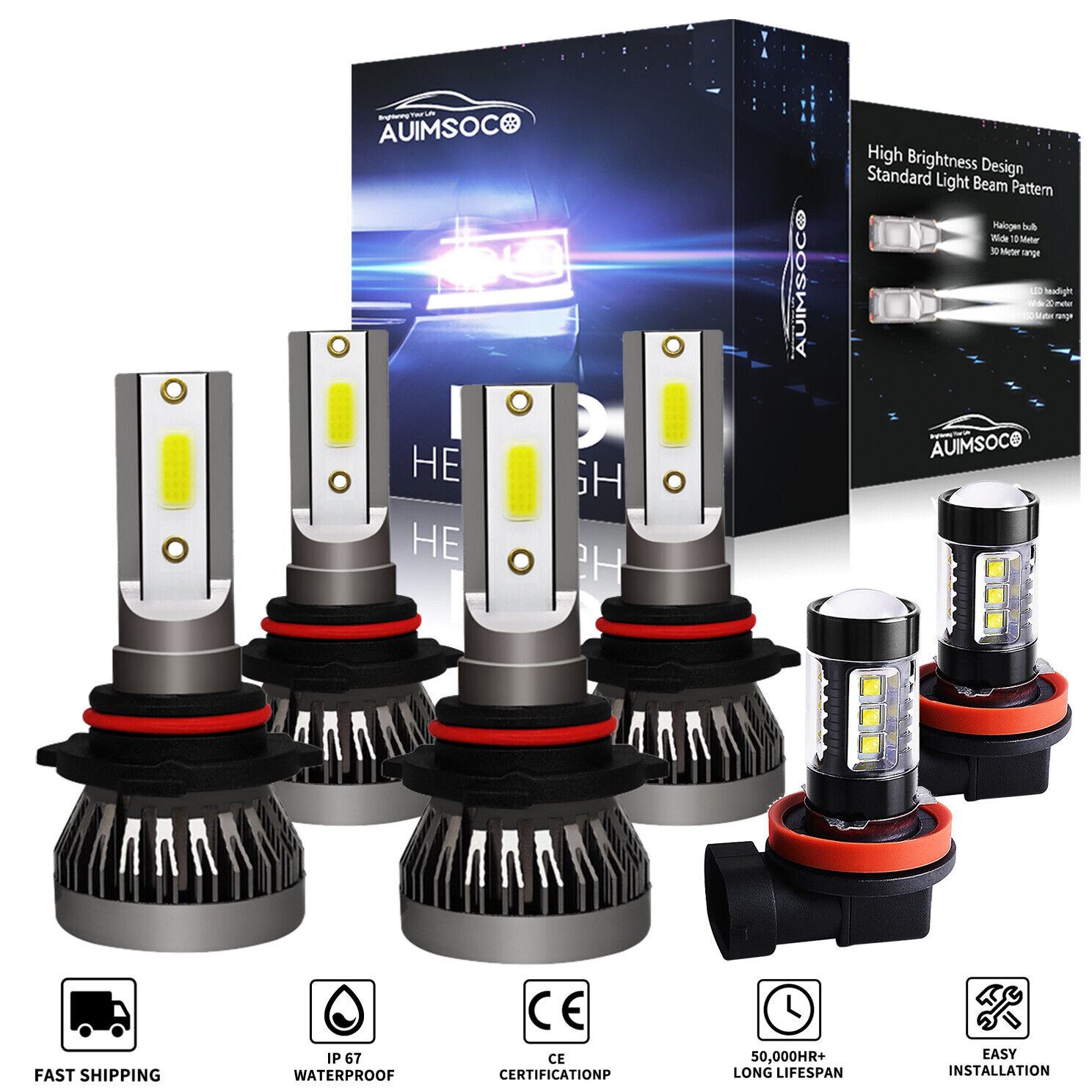 For Honda Accord 2006-2009 2010 2011 2012 LED Headlight High/Low Fog Light Bulbs