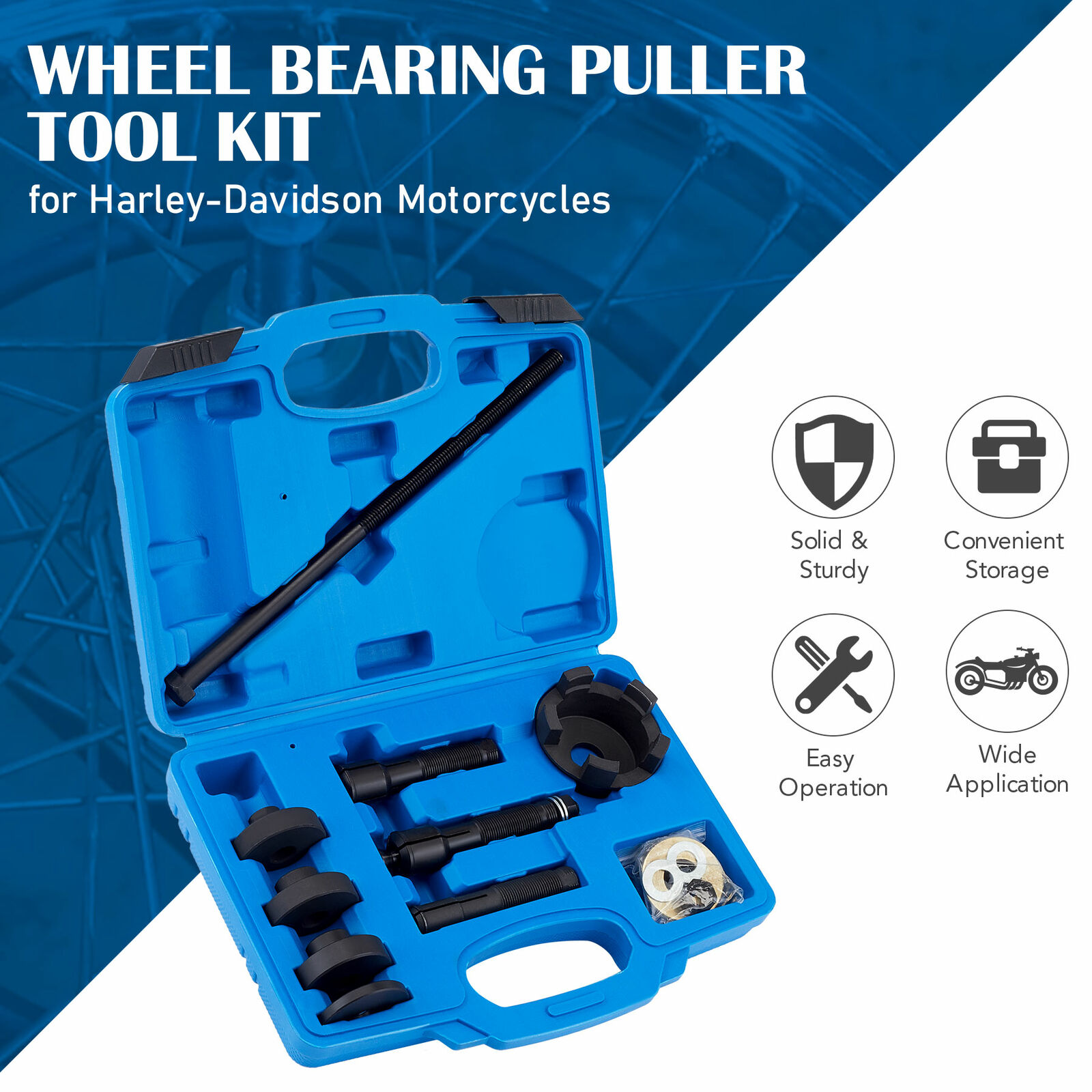 18pc Wheel Bearing Remover and Installer Tool Kit for Recent Harley Davidson