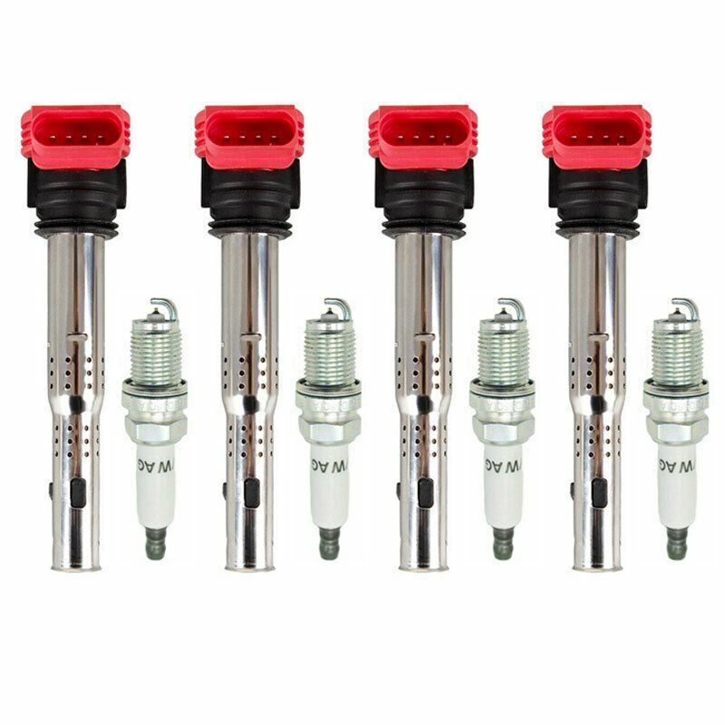 4x Ignition Coils + 4x Spark Plugs for Audi A3 A4 A5 A6 Q5/ VW Beetle Golf Jetta
