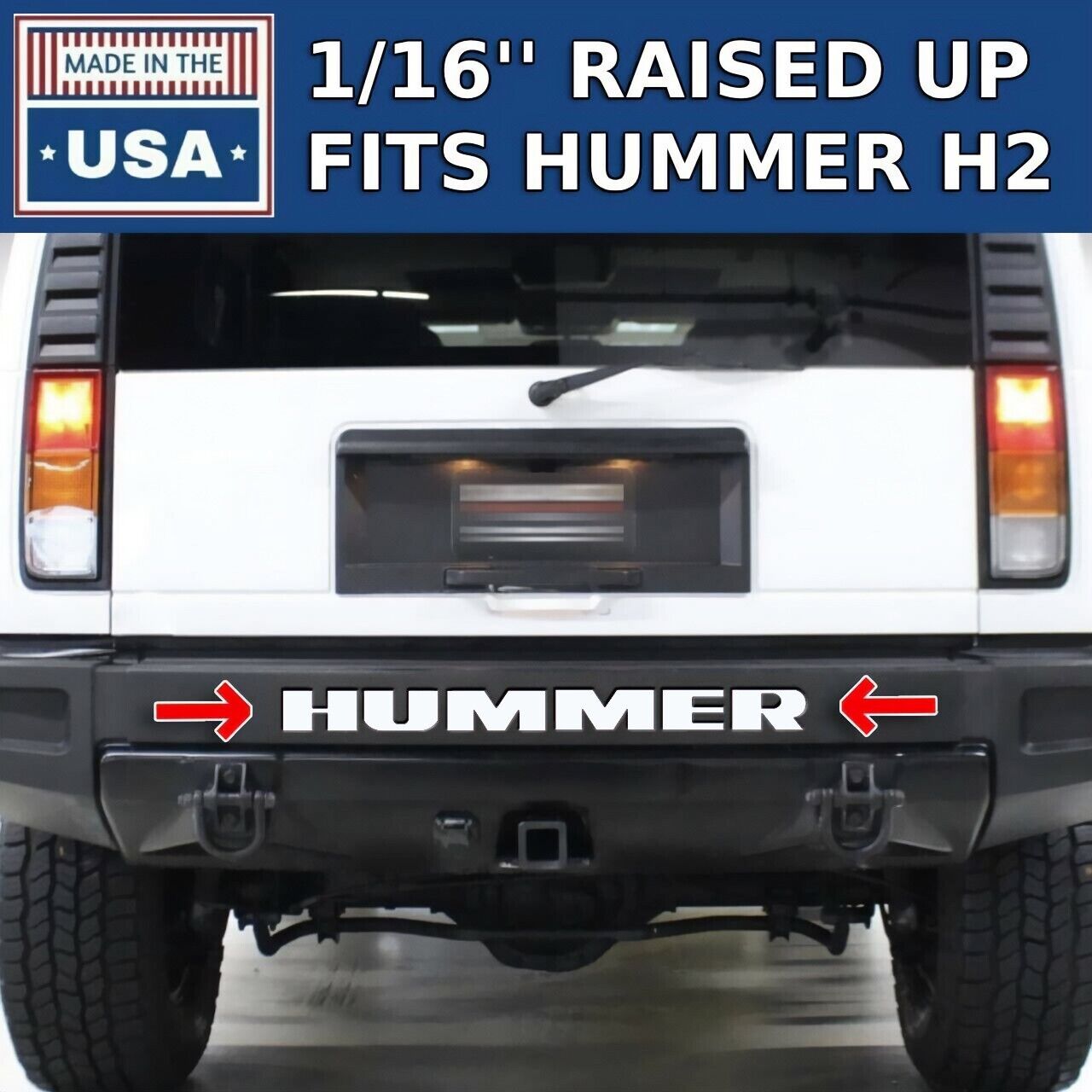 White Rear Bumper Letters for Hummer H2 ABS Plastic Inserts