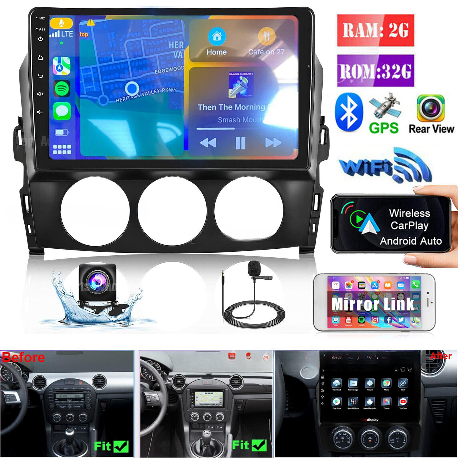 Android 13 Car Radio Stereo Carplay FM BT GPS Navi for Mazda MX-5 MX5 2006-2021