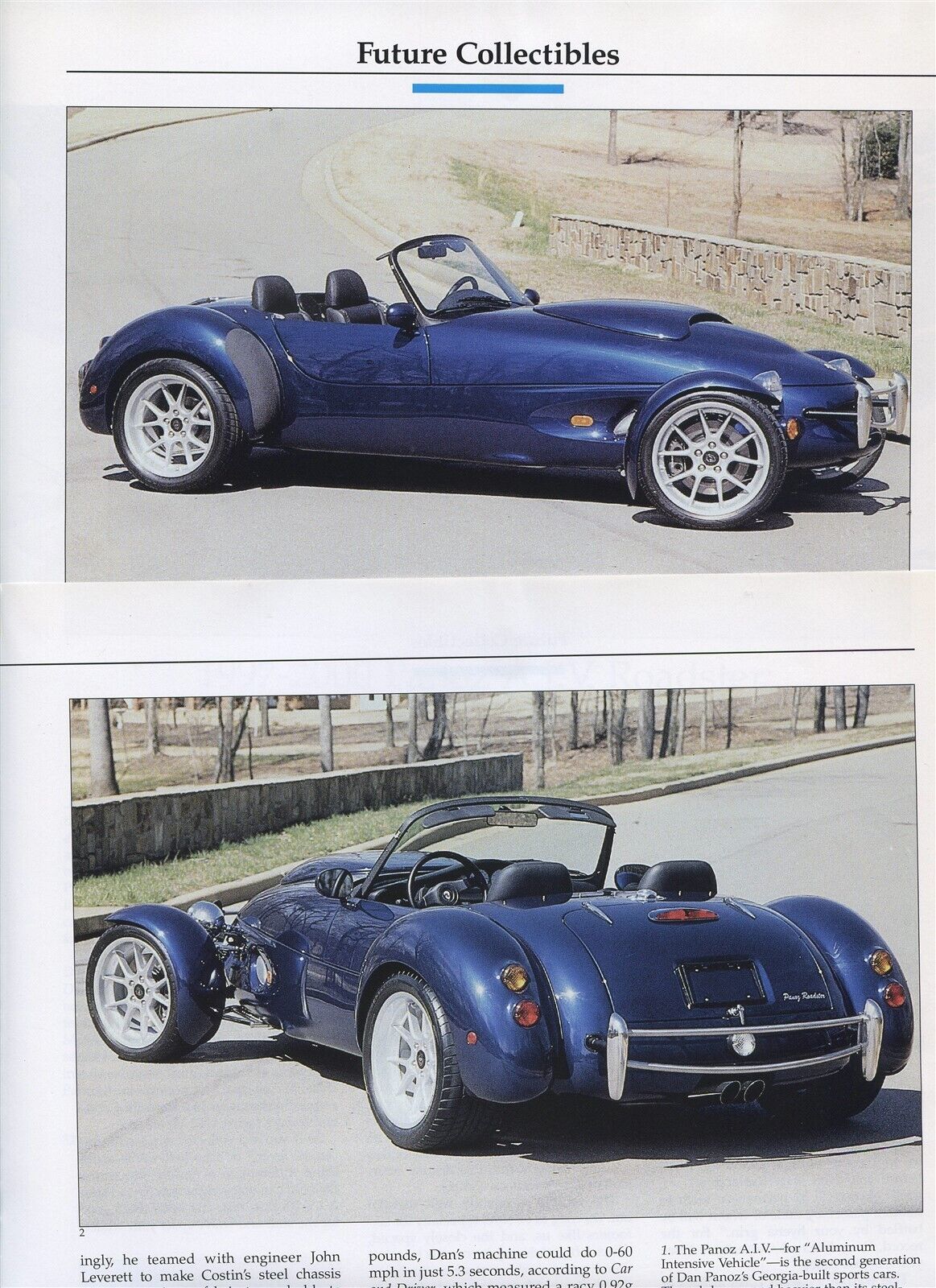1997-2000 PANOZ AIV ROADSTER 3 page Color Article