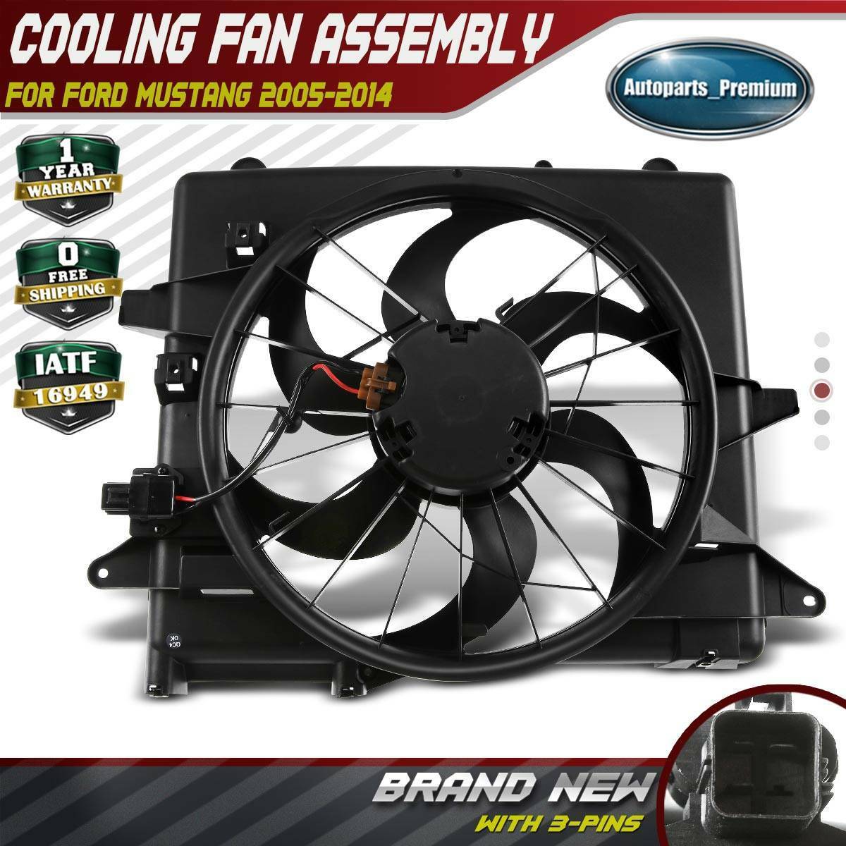 Engine Cooling Fan Radiator Fan Assembly w/ Resistor for Ford Mustang 2005-2014