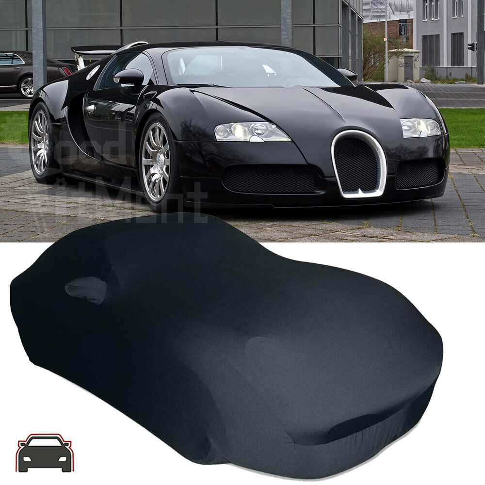 Fit For Bugatti Veyron Indoor Car Cover Stretch Satin Dustproof Protector Black