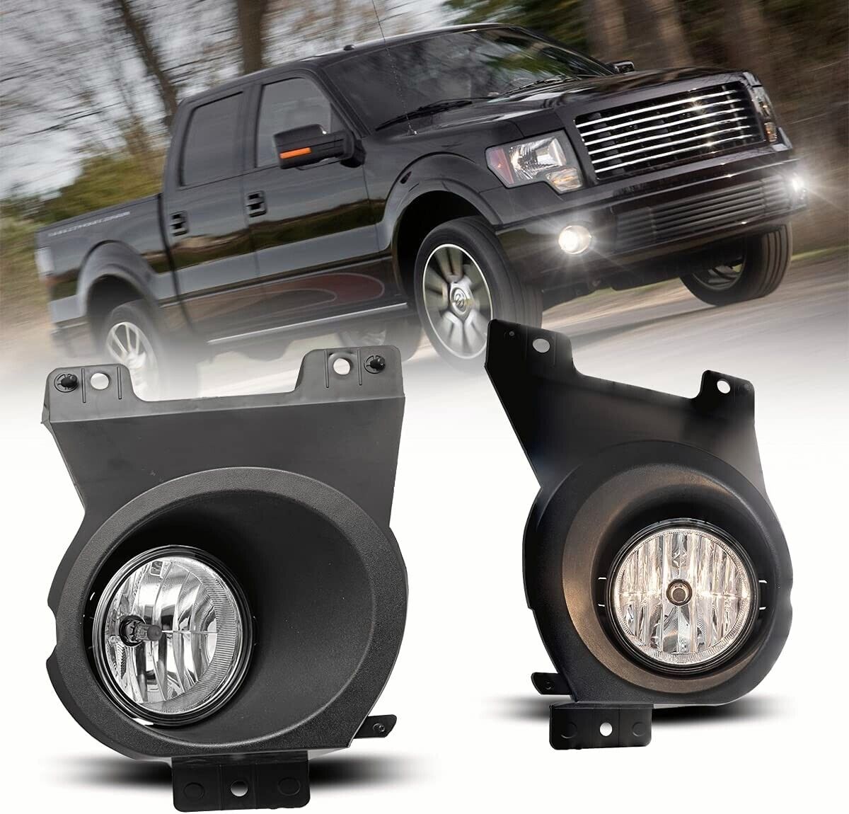 Pair Fit 2009 2010 Ford F-150 Fog Lights Clear Bumper Driving Lamps Replacement