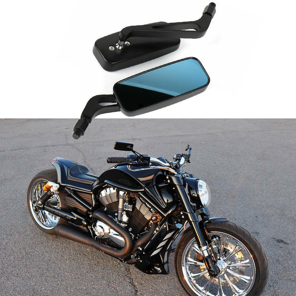Rectangle Motorcycle Mirrors For Harley Cruiser Bobber Chopper Softail Sportster