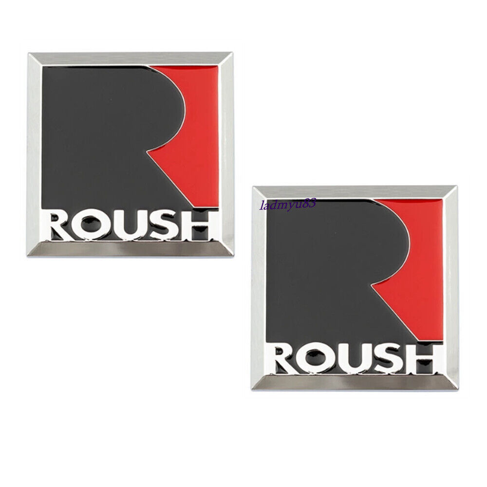 2X Metal SQUARE R ROUSH Emblem Auto Side Fender Badge Stickers 7CM For MUSTANG