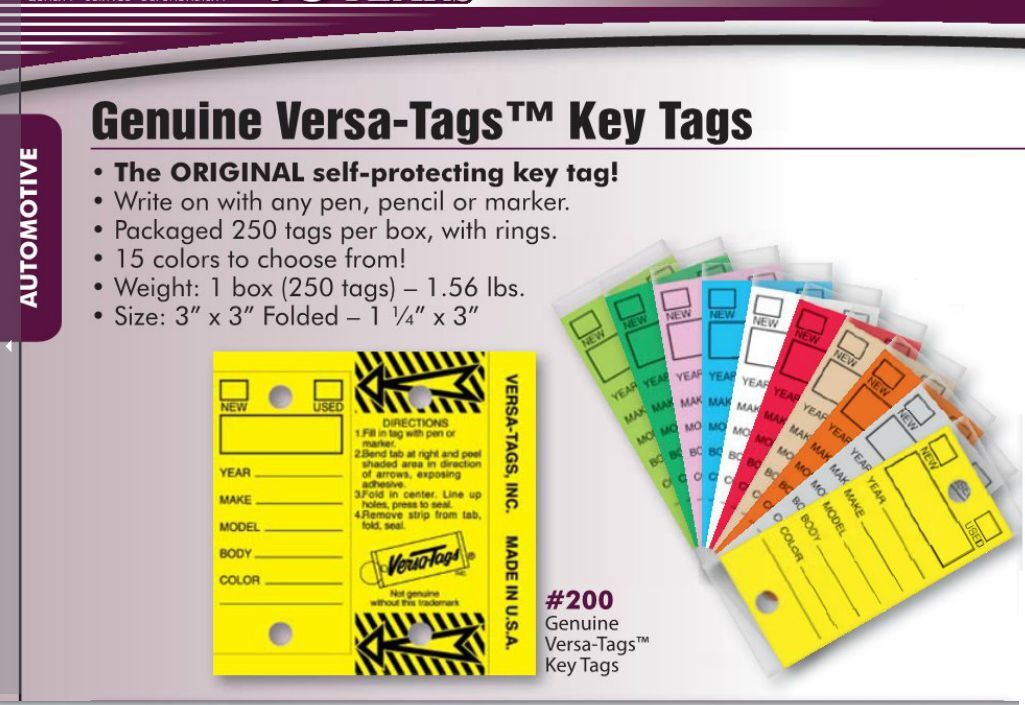 Versa Tag Key Tags, The Original 250 Count
