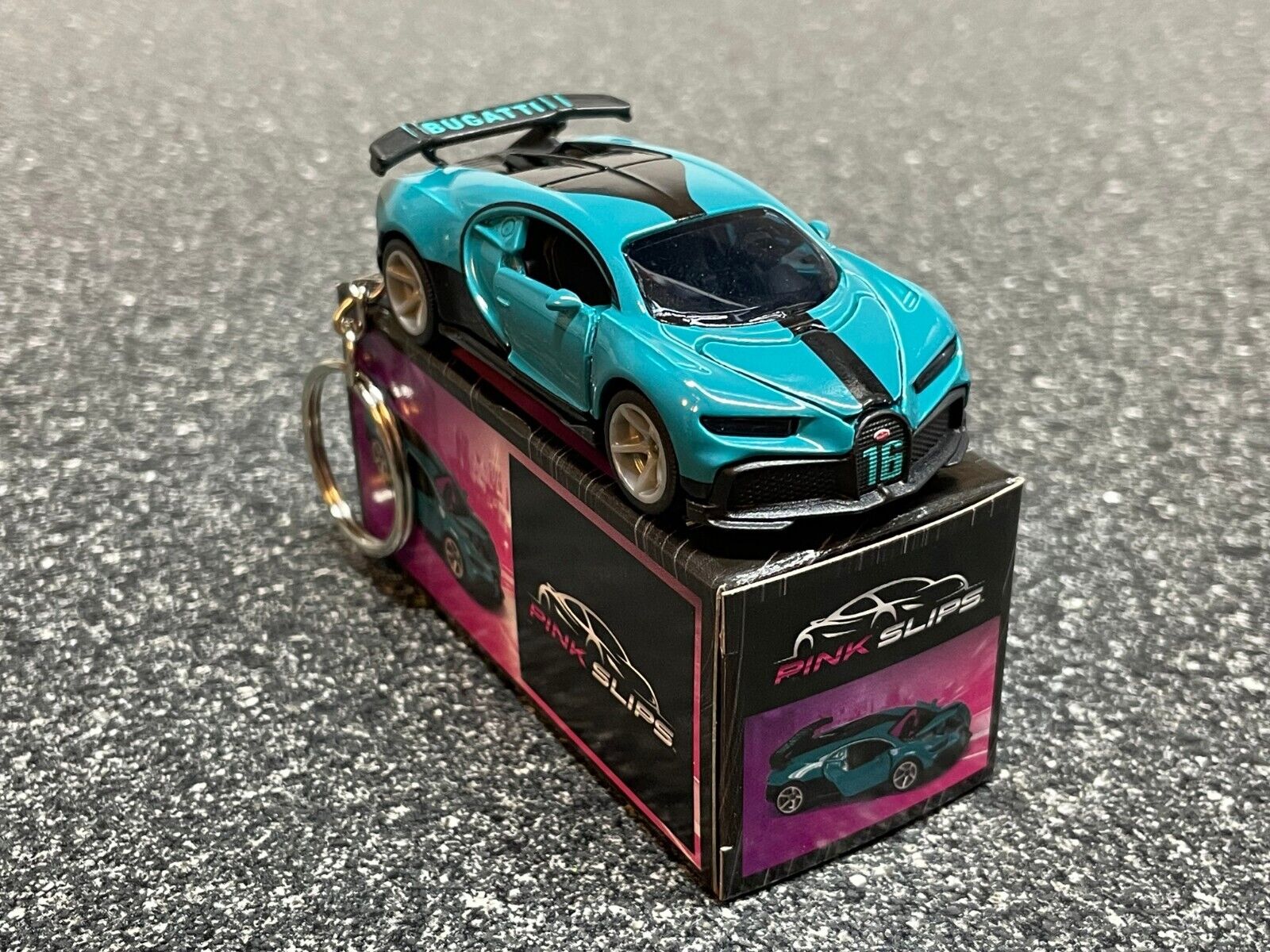 Bugatti Chiron Pur Sport Teal Blue Keychain Hot Wheels Matchbox